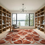 Vibrant Orange Clover Geometric Area Rug
