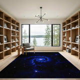 Cosmic Blue Spiral Galaxy Area Rug