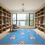 Colorful Cartoon Puppy Kids Area Rug