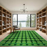 Lucky Green Clover Grid Area Rug