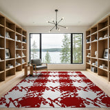 Bold Red Geometric Houndstooth Area Rug