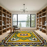 Traditional Persian Yellow Vibrant Yellow Persian Medallion Area Rug