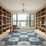 Blue Azulejo Starburst Tile Area Rug