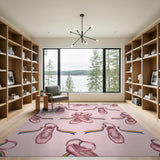 Pink Ballet Shoes Washable Area Rug