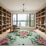 Floral Vintage Pink Roses Floral Vintage Area Rug