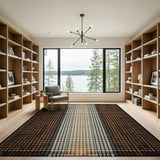 Brown Tan Geometric Dot Stripe Area Rug