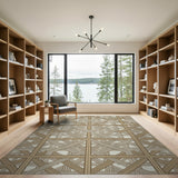 Beige and Neutral Beige Trellis Lattice Geometric Area Rug