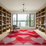 Bold Red Hearts Geometric Area Rug