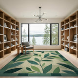 Abstract Area Green Lush Green Leaves Abstract Area Rug