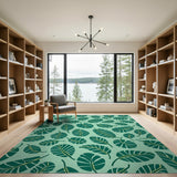Mint Green Monstera Leaf Area Rug