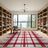 Red Bold Red Plaid Area Rug