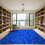 Abstract Area Fluid Blue Wave Abstract Area Rug