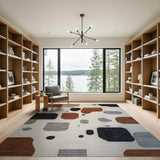 Abstract Pebble Brown Grey Area Rug