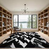 Black White Geometric Modern No. 13 Area Rug