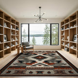 Grey Southwestern Geometric Southwestern Area Rug