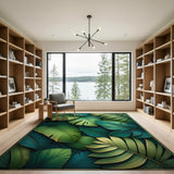Leaves Lush Monstera Leaves Green Area Rug