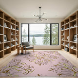 Blush Pink Gold Vine Floral Area Rug