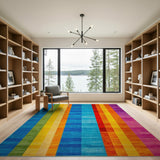 Multi-color and Patterns Geometric Modern Vibrant Rainbow Vertical Stripe Area Rug
