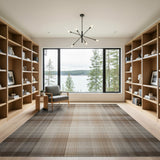 Brown Tan Plaid Check Rustic Farmhouse Rug