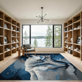 Howling Wolf Starry Night Sky Area Rug