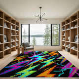 Neon Lightning Bolt Multi-Color Area Rug