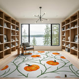 Orange Pumpkin Vine Pattern Area Rug