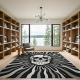 Radiant Grinning Skull Black White Area Rug