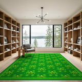 Green Emerald Green Golden Shamrock Area Rug