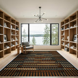 Orange Black Geometric Modern Area Rug