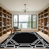 Black and White Border Black White Geometric Border Area Rug