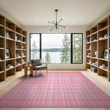 Pink Pink White Gingham Check Area Rug