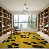 Vibrant Yellow Leopard Print Shag Rug