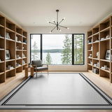 Geometric Modern Black White Geometric Frame Area Rug