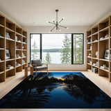 Pine Forest Sunset Silhouette Area Rug