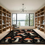 Multi-color and Patterns Whimsical Red Toadstool Mushroom Area Rug