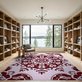 Ornate Pink Maroon Mandala Rug