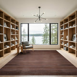 ODIKA Washable Brown Horizontal Striped Low Pile Area Rug, Non-Slip & Pet Friendly