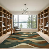 Multi-color and Patterns Abstract Wavy Green Area Rug