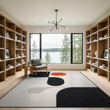 Abstract Geometric Area Rug Black White Orange