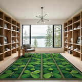 Gold-Framed Emerald Clover Area Rug