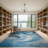 Blue Spiral Geometric Area Rug