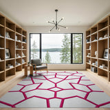 Vibrant Pink Hexagon Geometric Area Rug