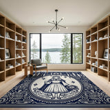 Ice Queen Portrait Navy Blue Area Rug