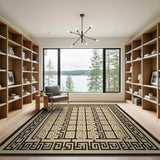 Greek Key Geometric Beige Area Rug
