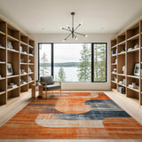 Orange Vibrant Orange Abstract Geometric Area Rug