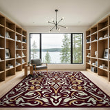 Ornate Maroon Gold Medallion Persian Area Rug