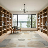 Beige and Neutral Beige Abstract Geometric Modern Area Rug