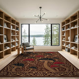 ODIKA Celestial Mushroom Washable Area Rug - Vintage Non-Slip Low Pile Rug for Living Room Bedroom