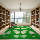 Whimsical Green Butterfly Area Rug