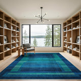 Geometric Modern Blue Teal Geometric Modern Area Rug
